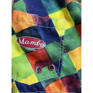 Vintage Y2K Mambo Swim Trunks Mens XL Loud Lined Board Shorts Color Block Aussie